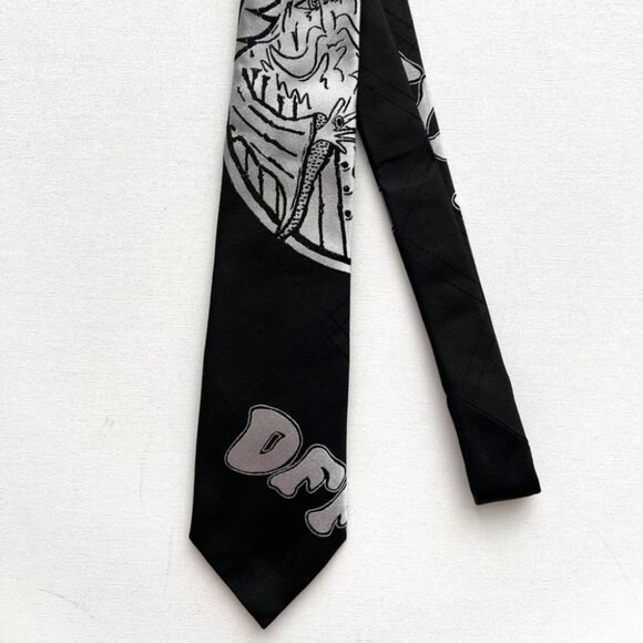 Off-White x Virgil Obloh Viscose Black Silver Neck Tie ~ Made in Italy - Picture 1 of 6